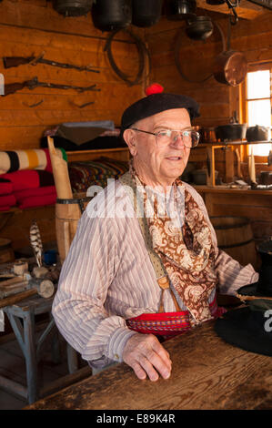 Elk203-6449 Kanada, Alberta, Calgary, Heritage Park Historical Village Hudsons Bay Trading Co, historische Re-enactor Stockfoto