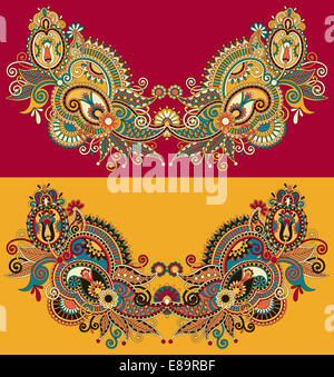 Ausschnitt-verzierten paisley Blumenstickerei-Mode-design Stockfoto