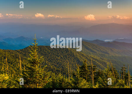 Am Abend Blick auf die Appalachian Berge von Clingmans Kuppel im Great Smoky Mountains National Park, Tennessee. Stockfoto