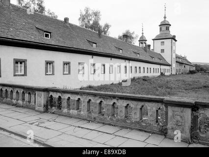 Achtziger Jahre, UNESCO Weltkulturerbe, Schloss Und Kloster Corvey in Höxter, Weserbergland, Nordrhein-Westfalen, erstellte Benediktinerabtei Und Fuers Stockfoto