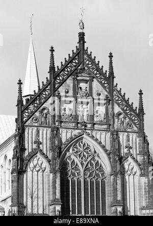 Achtziger Jahre Salvatorgiebel bin, St. Paulus Dom von Münster, Münsterland, Nordrhein-Westfalen Stockfoto