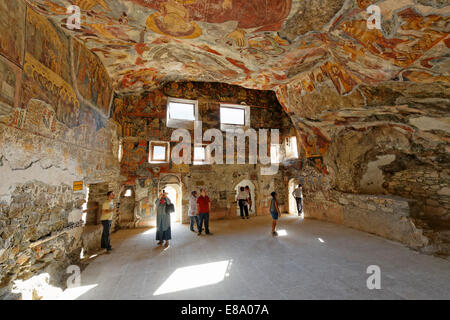 Fresken in der Felsenkirche, Sumela Kloster oder Sümela Manastırı, Trabzon Provinz Pontischen Gebirge, Schwarzmeer-Region Stockfoto