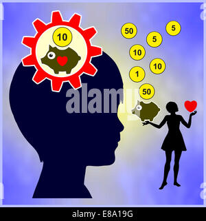 Kinder lehren über Geld zu sparen Stockfoto