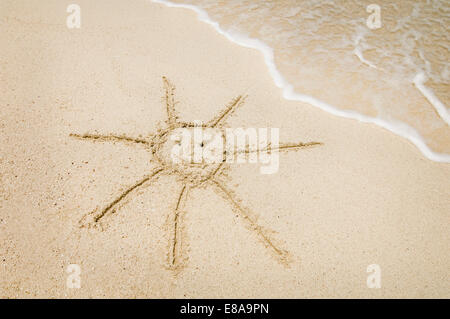 Sonne in Sand beach, Koh Lipe, Thailand zerkratzt Stockfoto