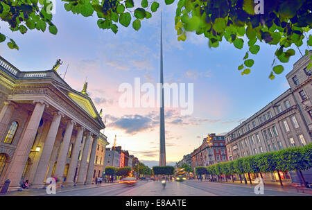 Dublin Spire in Dublin Stadt bei Sonnenuntergang Stockfoto