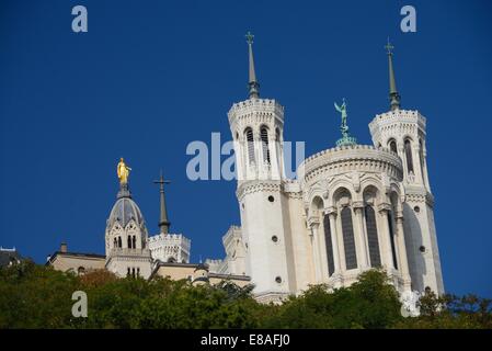 Basilique Notre-Dame de Fourvière in Lyon Stockfoto