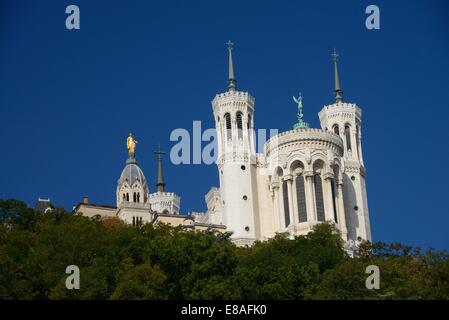 Basilique Notre-Dame de Fourvière in Lyon Stockfoto