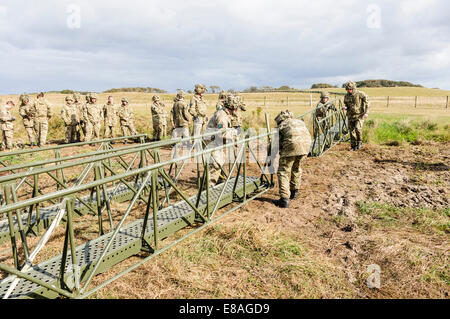 RIR Soldaten bauen eine Brücke, über einen 10 m Abstand in unter 2 Minuten. Stockfoto