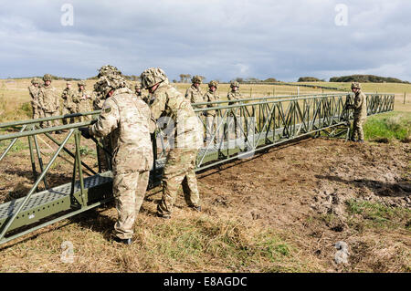 RIR Soldaten bauen eine Brücke, über einen 10 m Abstand in unter 2 Minuten. Stockfoto