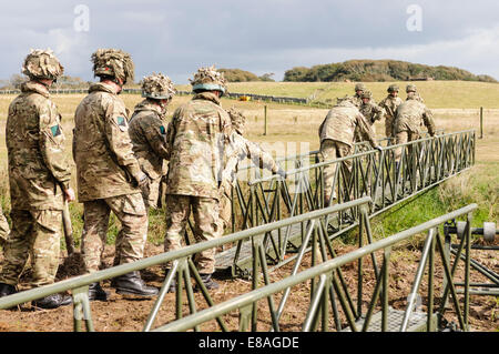 RIR Soldaten bauen eine Brücke, über einen 10 m Abstand in unter 2 Minuten. Stockfoto