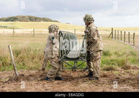 RIR Soldaten bauen eine Brücke, über einen 10 m Abstand in unter 2 Minuten. Stockfoto