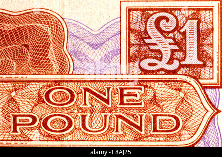 Detail aus einer britischen Streitkräfte £1 Banknote / Gutscheine
