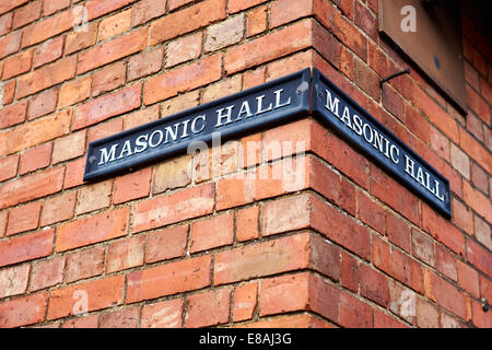 Masonic Hall Zeichen in Wantage, Oxfordshire Stockfoto