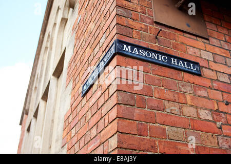 Masonic Hall Zeichen in Wantage, Oxfordshire Stockfoto