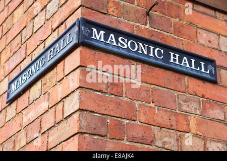 Masonic Hall Zeichen in Wantage, Oxfordshire Stockfoto