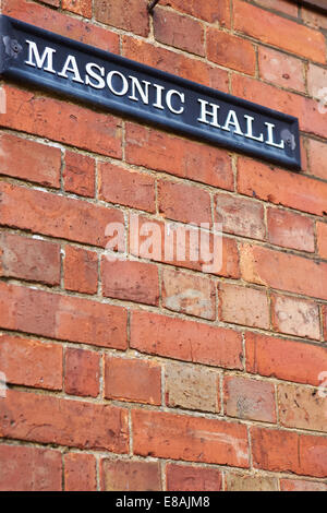 Masonic Hall Zeichen in Wantage, Oxfordshire Stockfoto