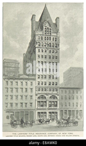 Eine Illustration aus dem New York City-Verzeichnis von King aus dem Jahr 1893, die das Gebäude der Anwaltskanzlei in der Maiden Lane darstellt und die architektonischen Merkmale des Geschäftsviertels aus dem späten 19. Jahrhundert zeigt. Stockfoto