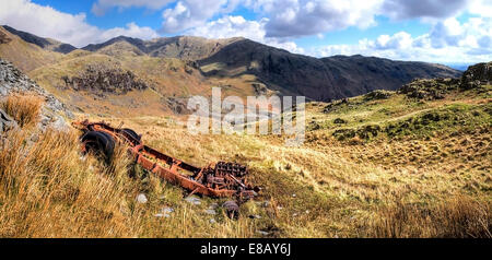 Eine rostige Reliquie auf Coniston Greis, Englisch Lake District, Großbritannien. Stockfoto