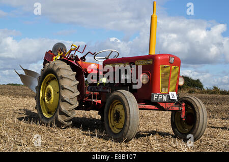 Vintage David brown 770 Traktor beim Pflügen Spiel Stockfoto