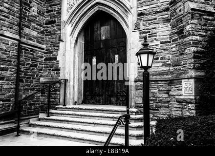 Vorderen Stufen einer Kirche in Hannover, Pennsylvania. Stockfoto