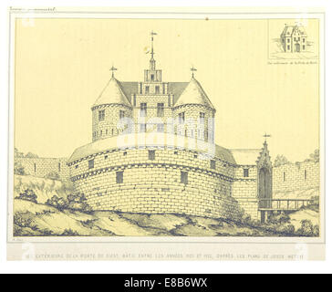 Eine Illustration aus dem Jahr 1860 aus Even, die eine detaillierte Karte oder Architekturzeichnung darstellt und Einblicke in historisches Design und Geographie bietet. Stockfoto