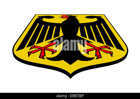 Wappen von Deutschland, schwarzen Adler auf ein gelbes Feld, 3d Rendern Stockfoto