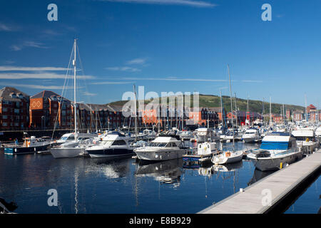 Swansea Marina Boote Maritime Viertel Swansea ˈswɒnzɪ South Wales UK Stockfoto