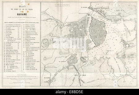 PLAN DU PORT ET DE LA VILLE DE LA HAVANNA (1850) Stockfoto