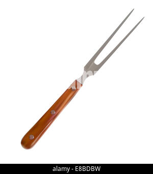 Große Gabel mit Holzgriff auf einem weißen Hintergrund Vektor Illus Stockfoto