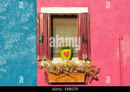 Detail in Burano, eine Insel voller Farben in der Lagune in der Nähe von Venedig Stockfoto