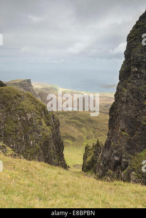 Blick vom Tisch, Quiraing, Isle Of Skye, Hebriden, Schottland Stockfoto