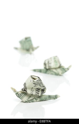 Origami-Dollar Bill Schnecken Stockfoto
