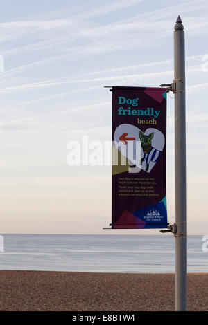 Hund freundlich Strand Schild am Strand von Brighton England Stockfoto