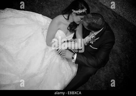 Hochzeit-UK, Braut, Bräutigam Stockfoto