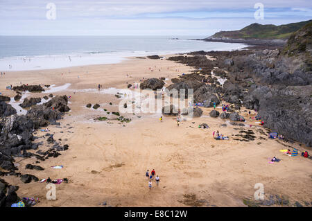 Menschen auf Woolacombe Beach, North Devon, England. Stockfoto