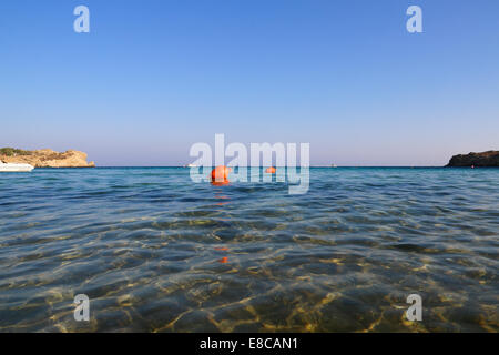 Die berühmten Paraga Party Beach in Mykonos Griechenland Stockfoto