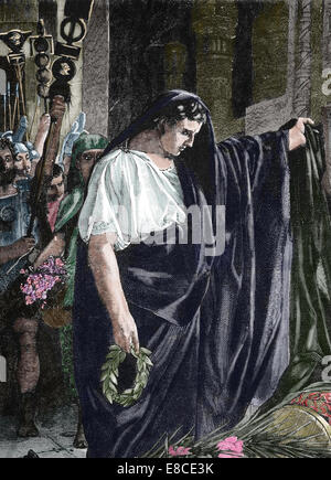 Mark Antony (83-30 v. Chr.).  Römischer Politiker und General. Gravur.  des 19. Jahrhunderts. Spätere Färbung. Stockfoto