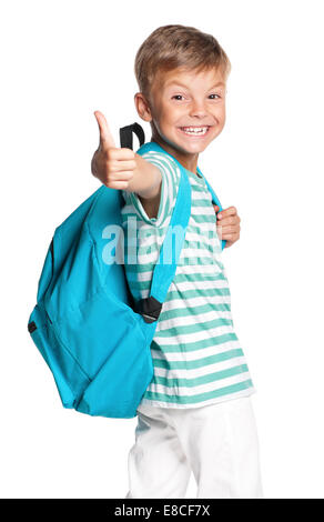 Junge mit Rucksack Stockfoto