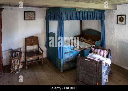 Altes Schlafzimmer, Open Air Museum, Lyngby, Copenhagen und Umgebung, Dänemark, Europa Stockfoto