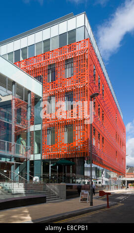 Das Citylabs Gebäude. Büro- und Laborgebäude Platz für Bio-Gesundheits-Unternehmen. Aus Oxford Straße, Manchester, England, Vereinigtes Königreich. Stockfoto