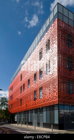 Das Citylabs Gebäude. Büro- und Laborgebäude Platz für Bio-Gesundheits-Unternehmen. Aus Oxford Straße, Manchester, England, Vereinigtes Königreich. Stockfoto