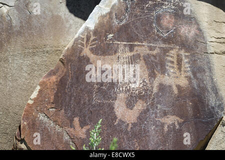 Antike Darstellungen oder Petroglyphen in Wyoming gefunden. einige Gedanken über 10000 Jahre alt sein Stockfoto