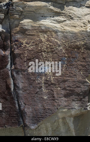 Antike Darstellungen oder Petroglyphen in Wyoming gefunden. einige Gedanken über 10000 Jahre alt sein Stockfoto