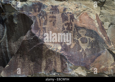 Antike Darstellungen oder Petroglyphen in Wyoming gefunden. einige Gedanken über 10000 Jahre alt sein Stockfoto