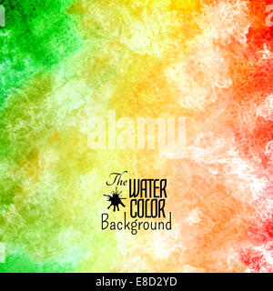 Abstraktes Vektor handgemalte Regenbogen Farbe Aquarell Hintergrund Stockfoto