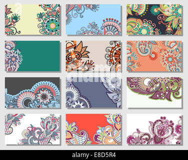 Sammlung von bunten Blumen Zier Visitenkarte element Stockfoto