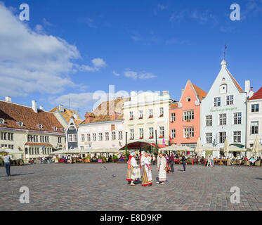 Rathausplatz, vanalinn, Tallinn, Harju, Estland Stockfoto