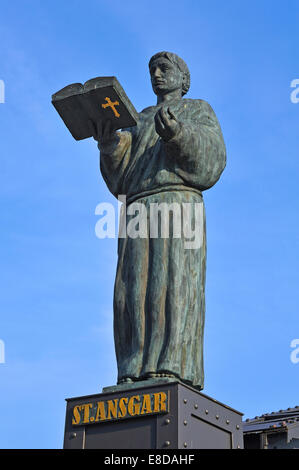 Statue von St. Ansgar, Bischof von Hamburg-Bremen, 801-865, Brooksbrücke, Hamburg, Deutschland Stockfoto