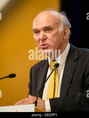 Vince Cable MP, Secretary Of State for Business, Innovation & Fähigkeiten bei der liberale Demokrat-Herbsttagung am 10.06.2014 am Scottish Exhibition and Conference Centre, Glasgow.  Vince war während der politischen Bewegung sprechen: die günstige Häuser müssen wir bauen. Stockfoto