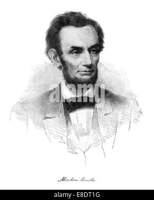 Kupferstich von Abraham Lincoln von "Berühmte Führer und Kampfszenen des Bürgerkrieges", veröffentlicht im Jahr 1864. Stockfoto